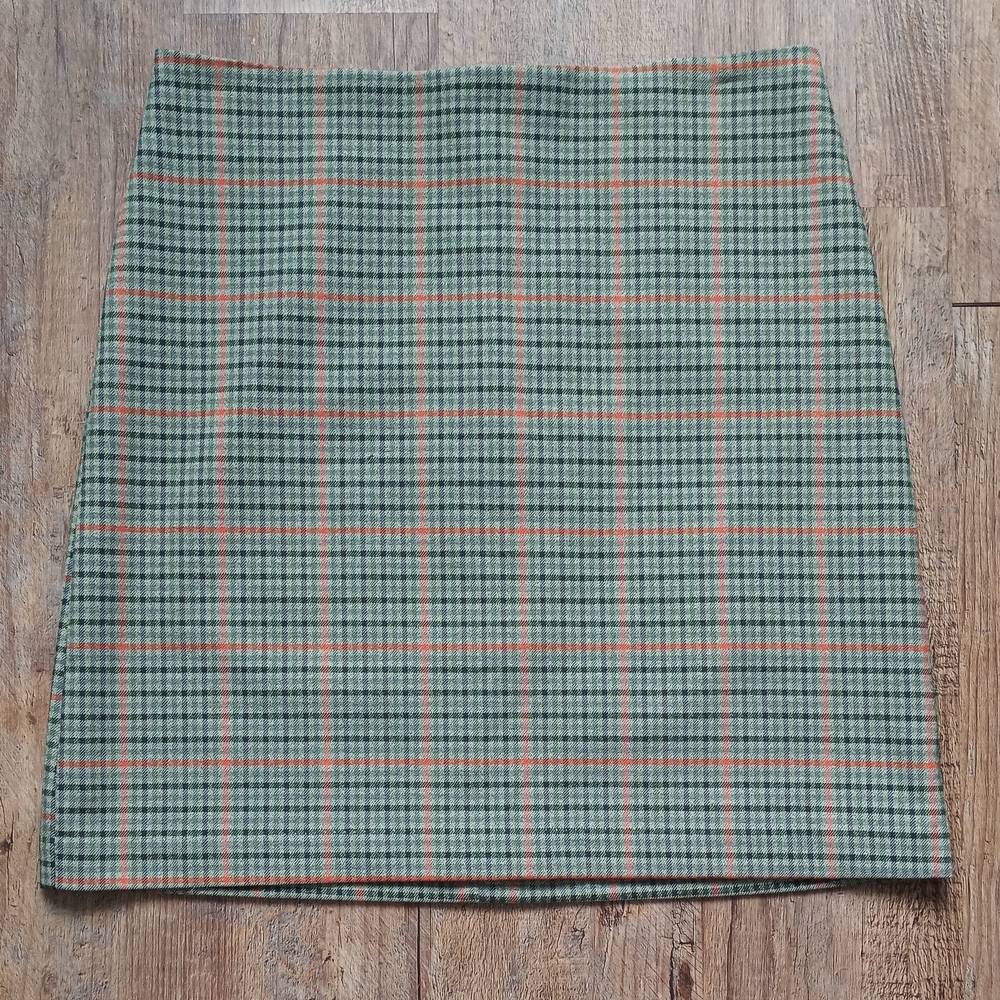 Rachel Zoe Green & Orange Plaid Skirt Size 6
